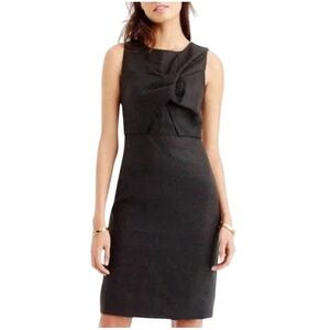 NWT J. Crew Black Drape Knot Mini Dress in Irish Linen Size 2